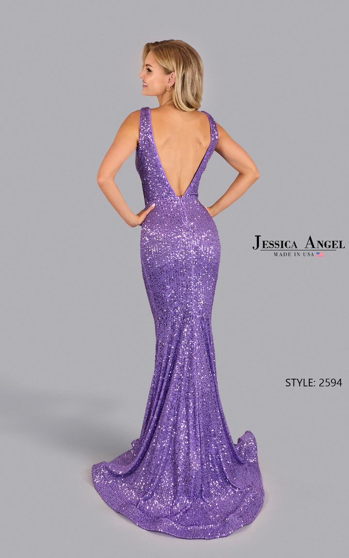 Jessica Angel 2594 sequin mermaid gown back view 3