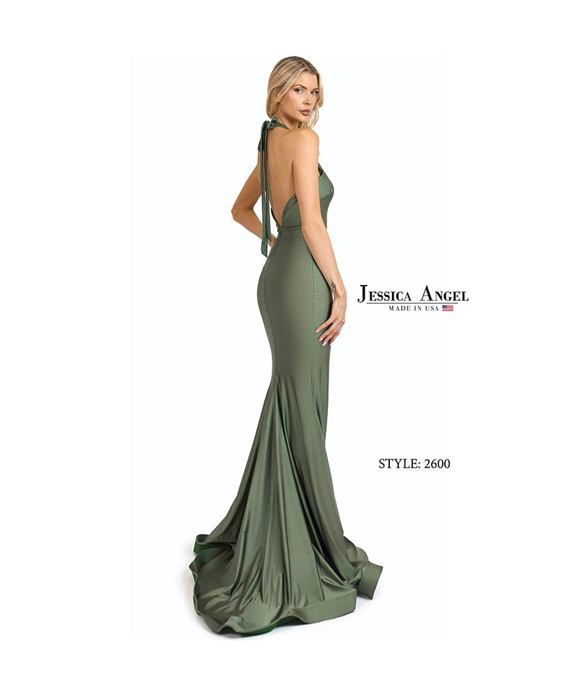 Long Formal Ruffle Evening Prom Dress Jessica Angel 2600 - Olive / 2XL Long Formal Ruffle Evening Prom Dress Jessica Angel 2600 - Olive / 2XL