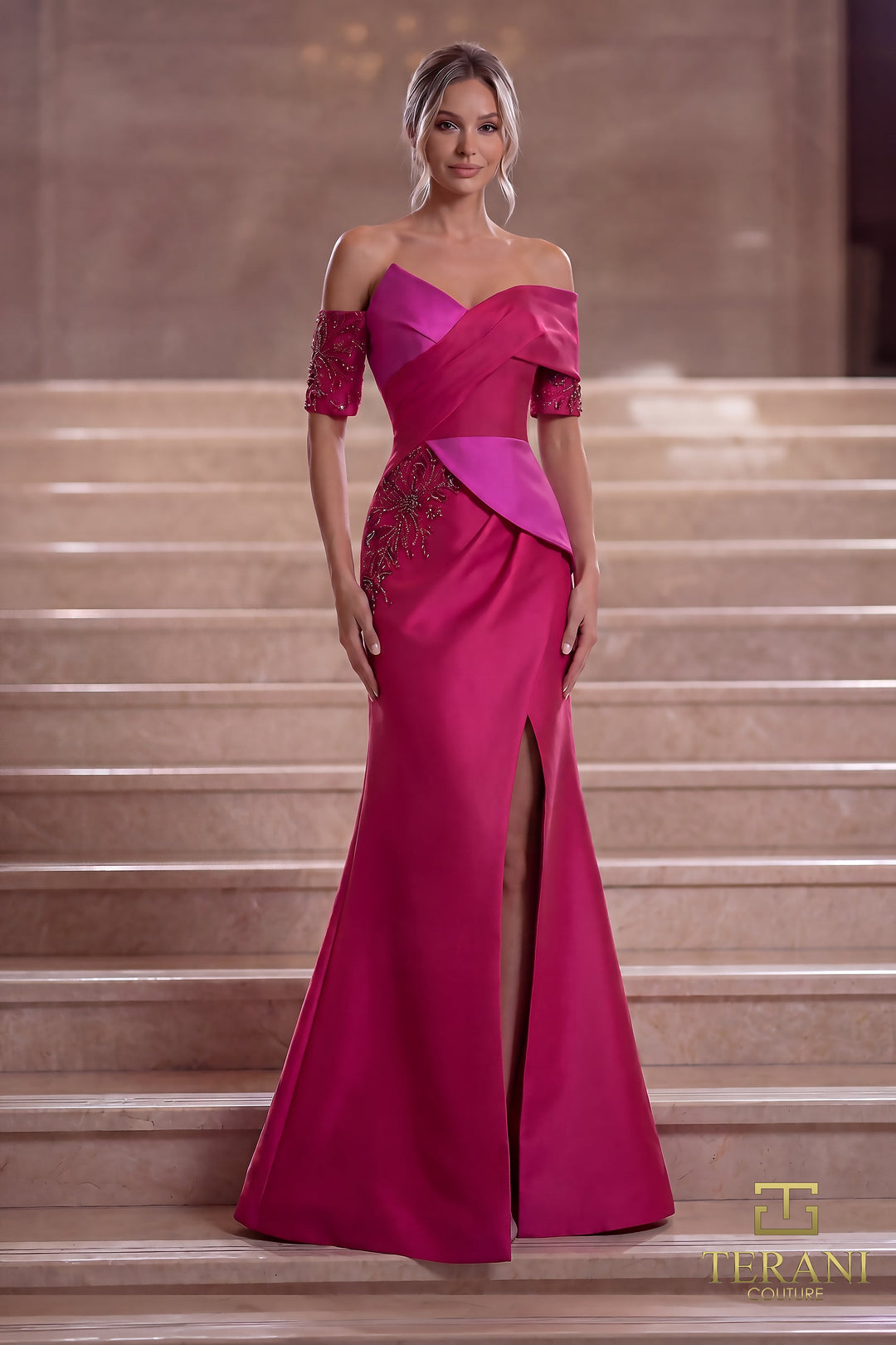 Terani 261E6210 Off-the-Shoulder Sweetheart Mermaid Dress