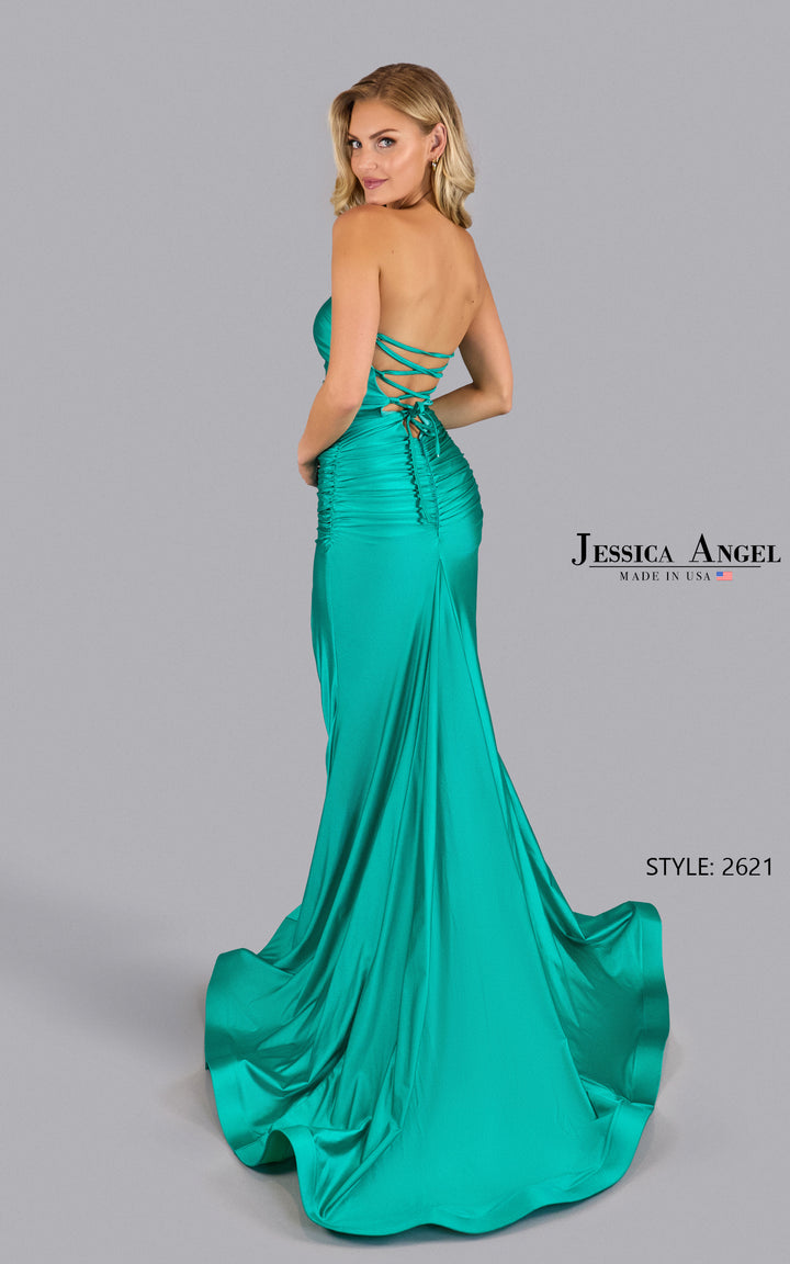 Jessica Angel 2621 lace-up back jersey gown back view