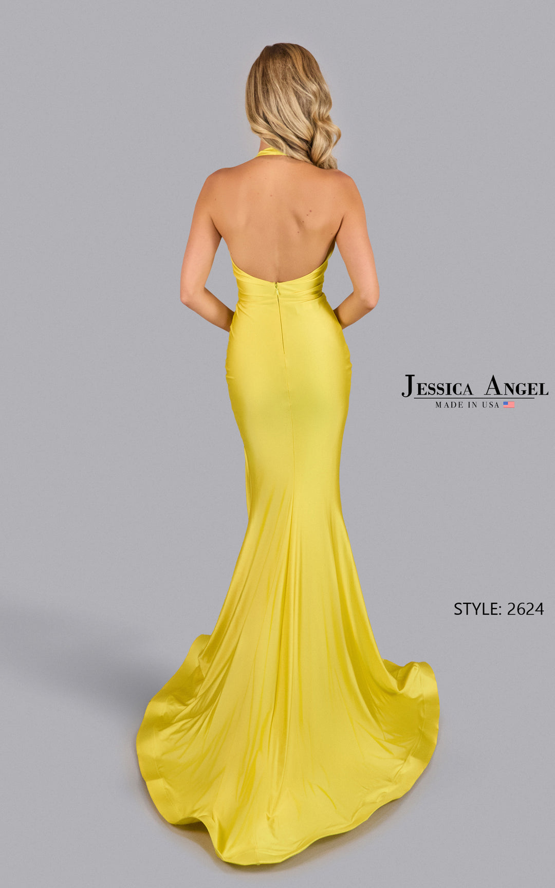 Jessica Angel 2624 open back halter gown back view
