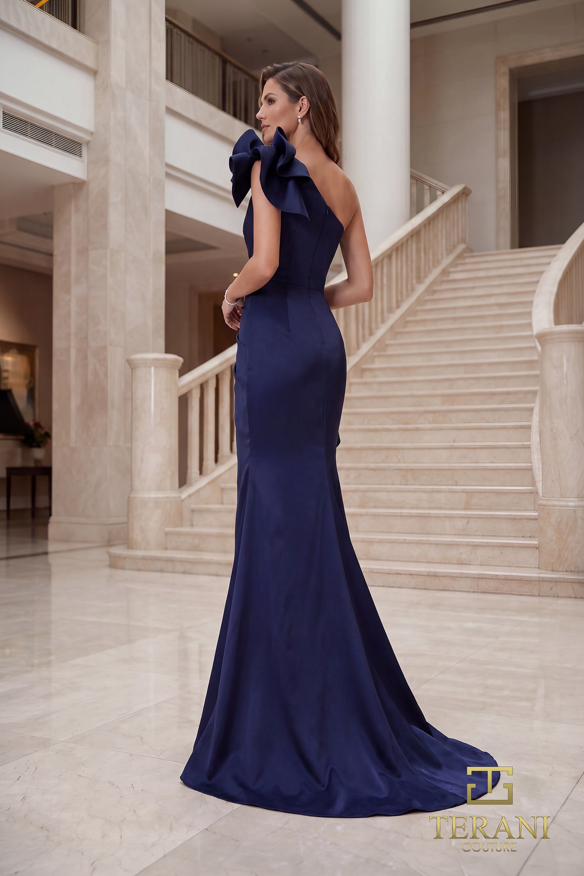 Terani 262E7132 One-Shoulder Sleeveless Sheath Dress | FOSTANI