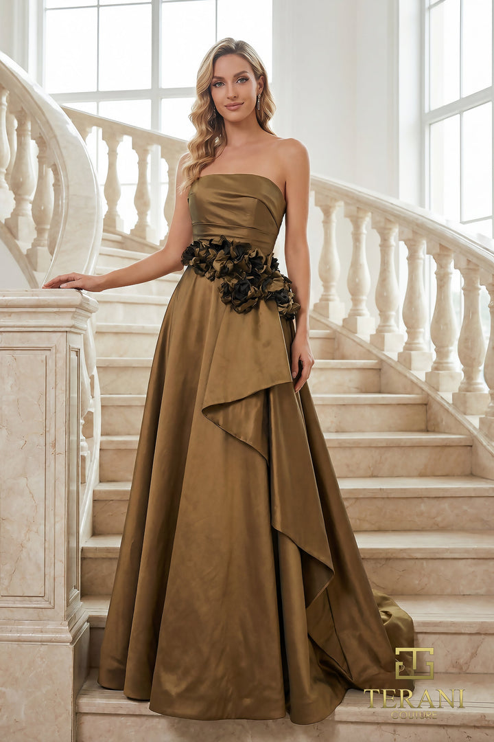 Terani 262E7082 Strapless Sleeveless A-Line Dress