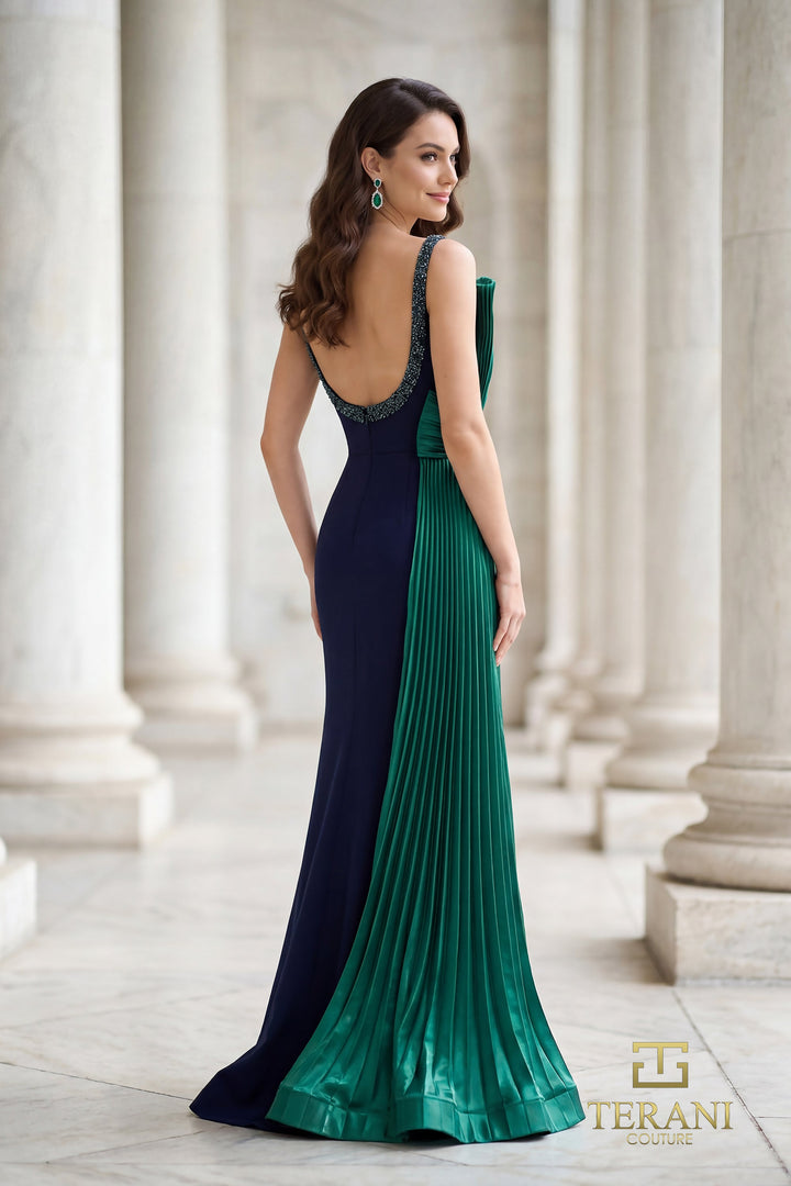 Terani 262E7085 Sweetheart Sleeveless Pleated Sheath Dress