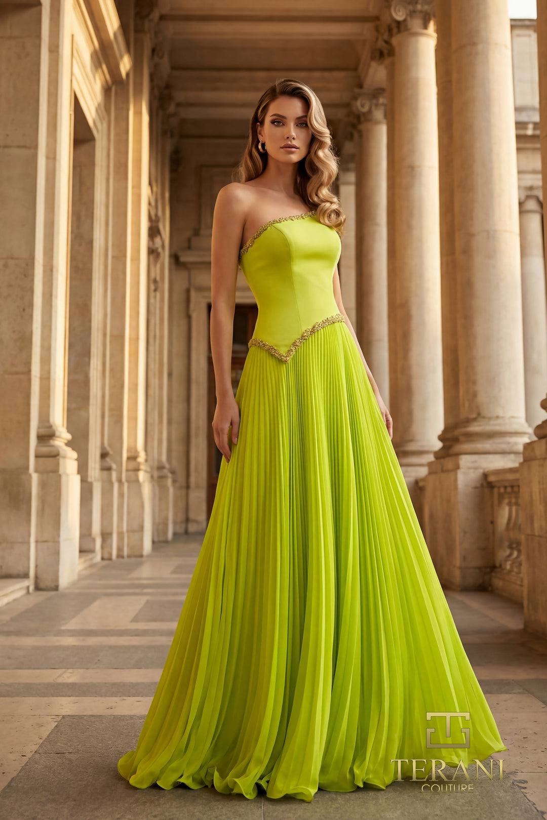 Terani 262E7352 Strapless Sleeveless Corset Dress