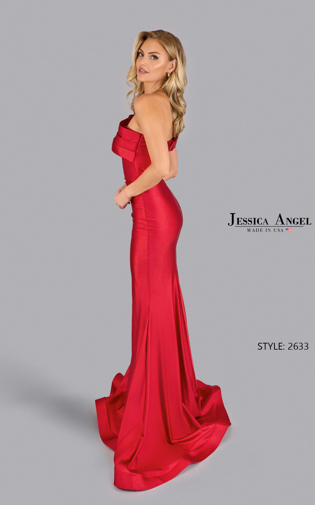 Jessica Angel 2633 folded neckline mermaid gown back view 4