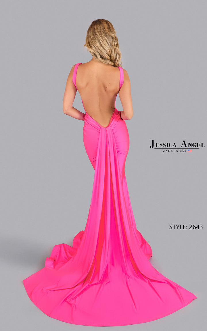 Jessica Angel 2643 embellished neckline mermaid gown back view