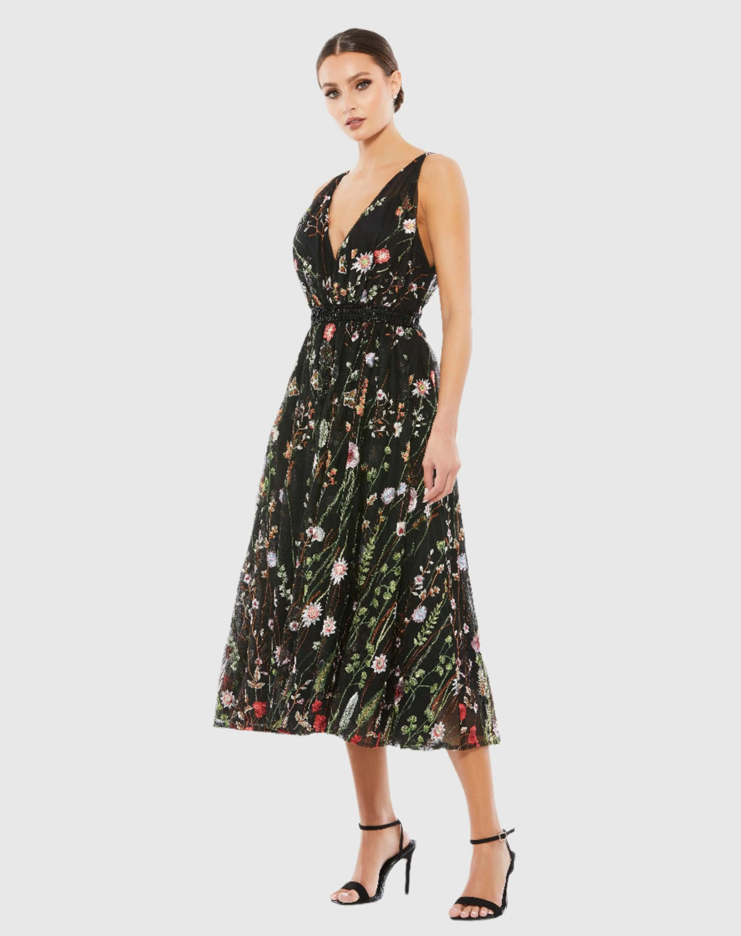 Mac Duggal 26557 Floral Embroidered Midi Dress
