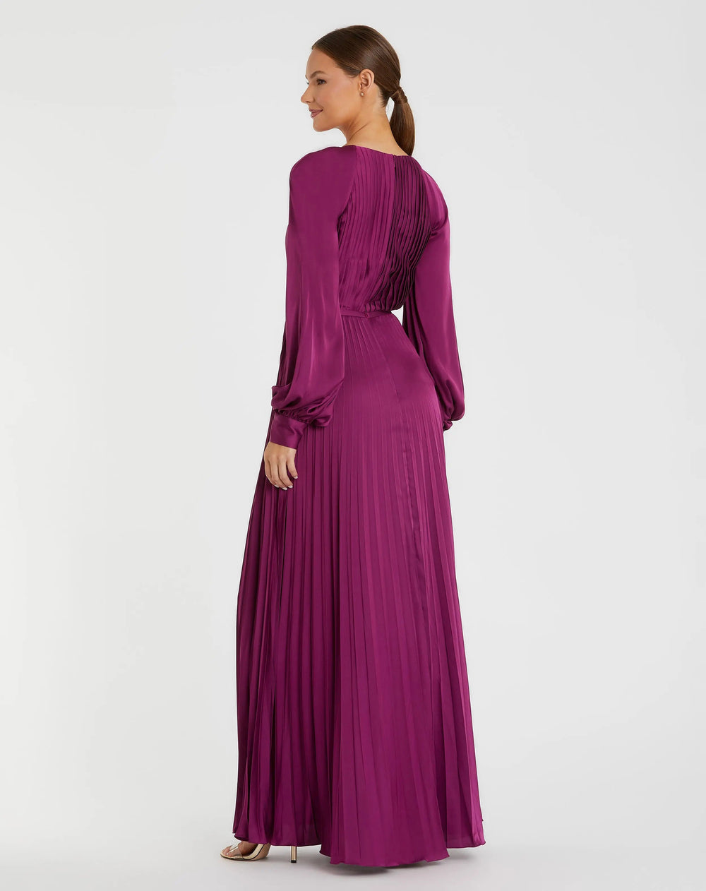 Mac Duggal 26590 High Neck Pleated Long Sleeve