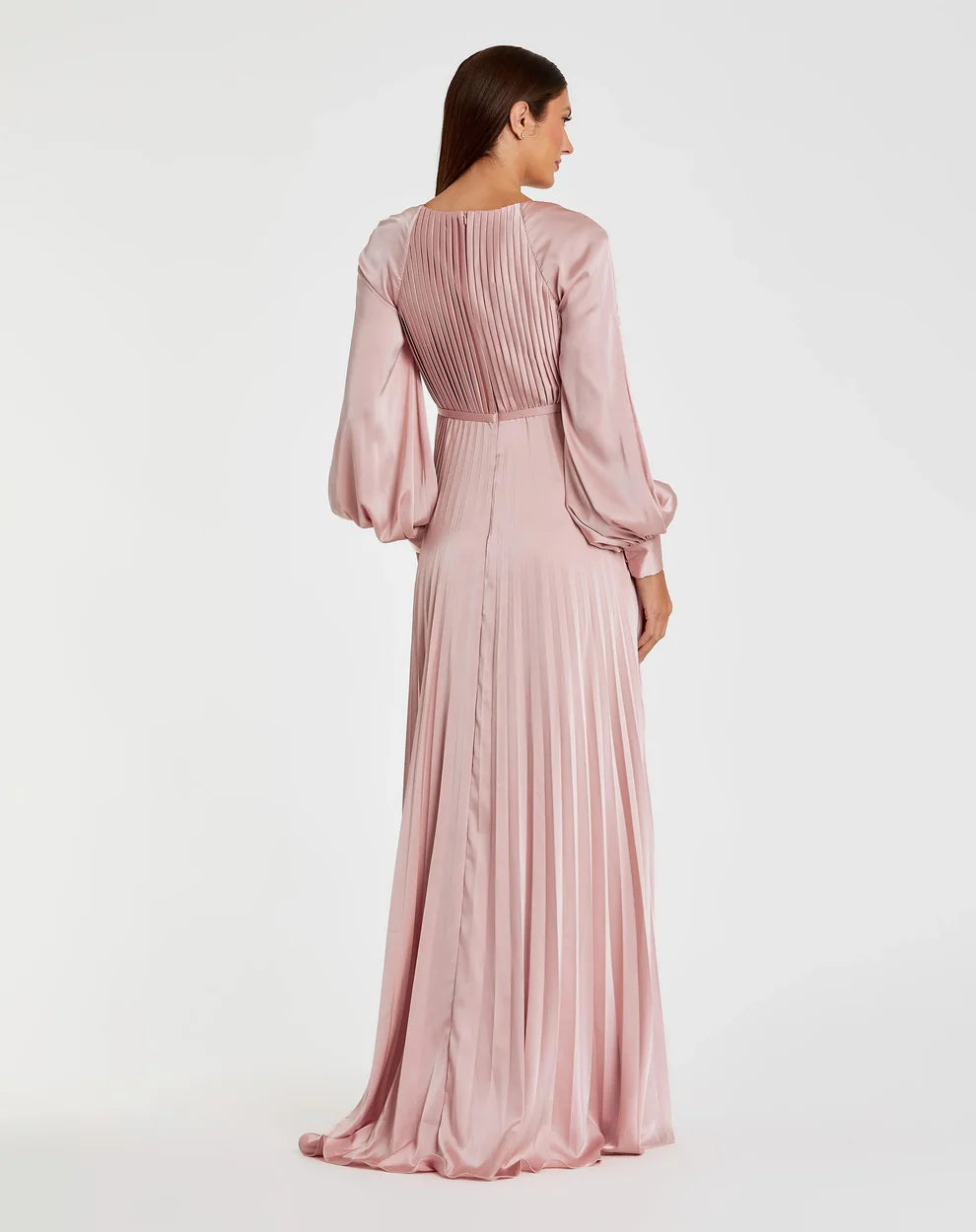 mac duggal pink dress long sleeve Women's Pleated High Neck Raglan Side Slit Gown - Blue - Size 4 Calf Width:Med Plus Faerie vibe aesthetic wedding 06-18-2025 Discover the charm of