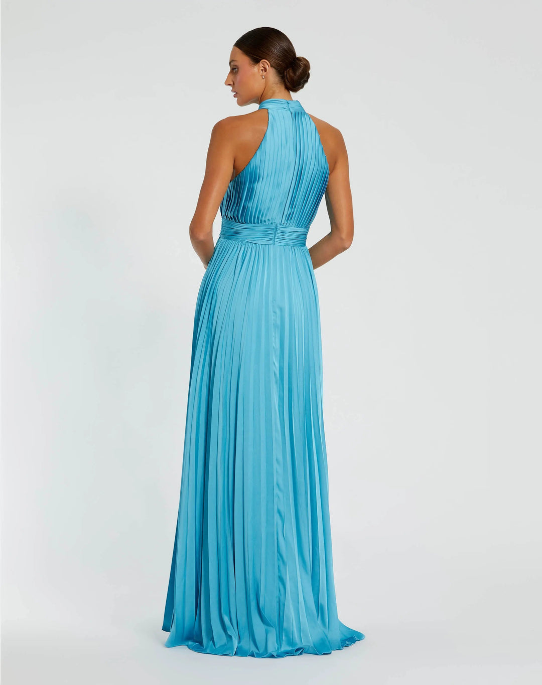 Mac Duggal 26992 Sleeveless Halter Neck Pleated Satin Gown