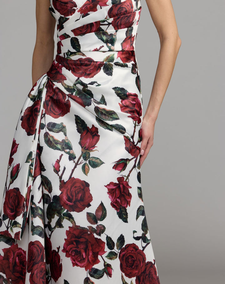 Mac Duggal 27775 Floral Strapless Satin Gown With Bow