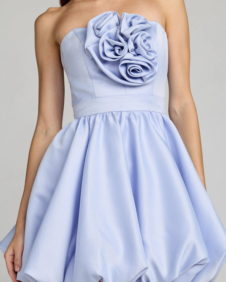 Purple Strapless Bubble Hem Mini Dress - FOSTANI.com