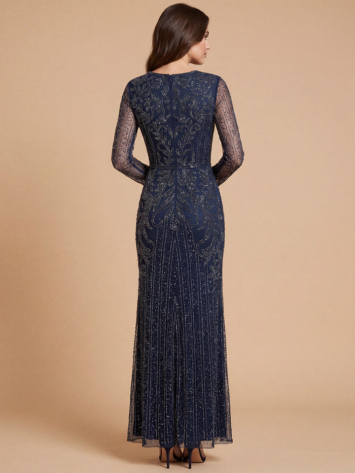 Lara 28841 Long Sleeve Beaded Gown