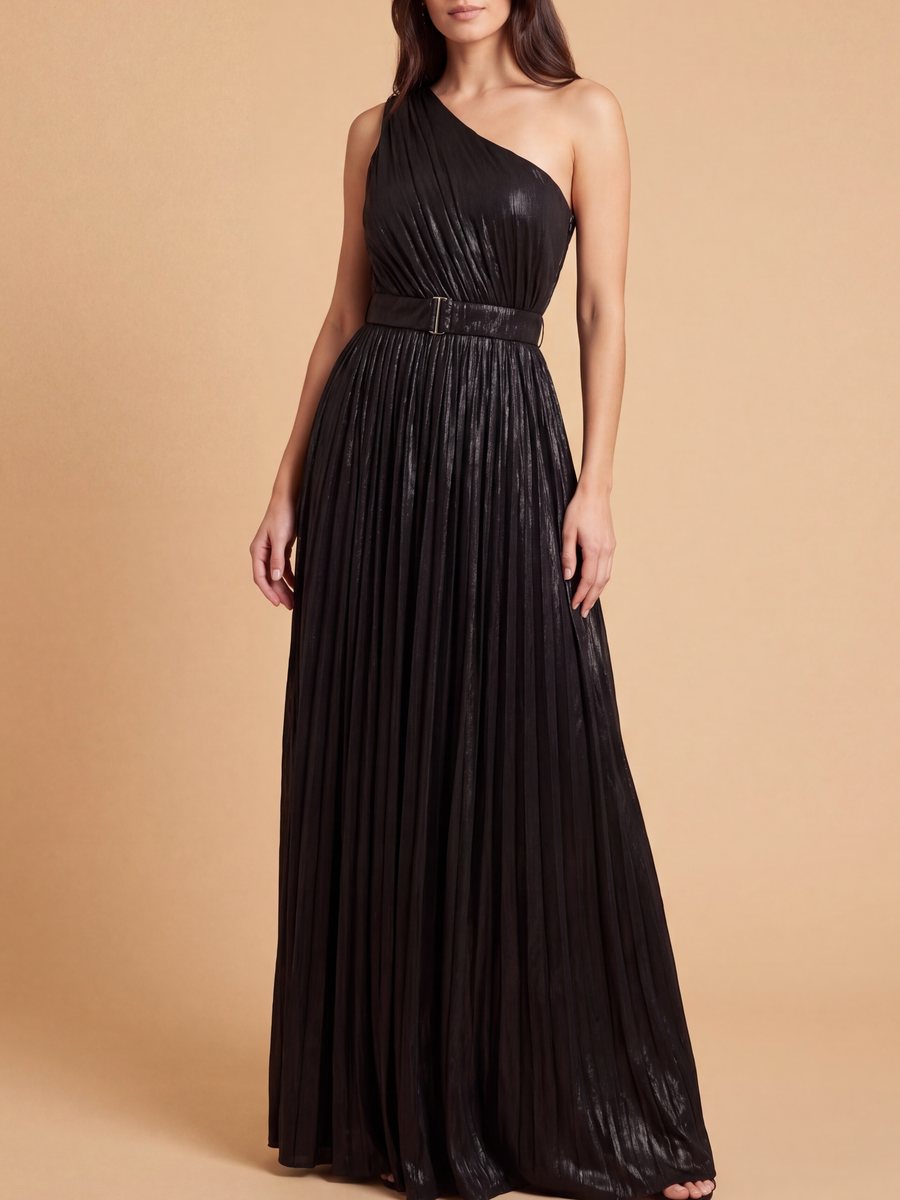 Lara 28844 One Shoulder Metallic Dress - FOSTANI.com