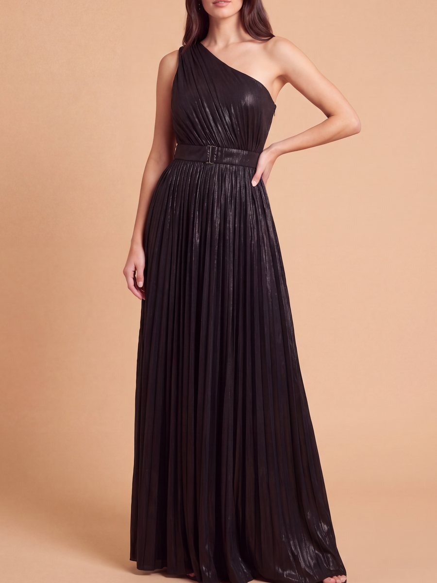 Lara 28844 One Shoulder Metallic Dress - FOSTANI.com