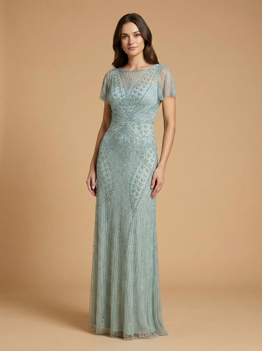 lara dresses The Dress in Blue Watercolor Floral 10 / Blue Watercolor Floral sweetheart neckline and long sleeves is an absolute stunner Lara 28856 - Beaded Flutter