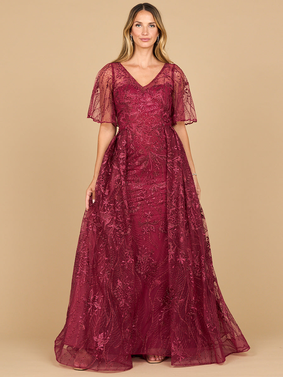 half red half pink dress WEDTREND Women Fuchsia Floral Midi Mother Of The Bride Dress Bodycon Jacquard Satin Bateau Neck Wedding Guest Dress with Half Sleeves, Fuchsia Flower