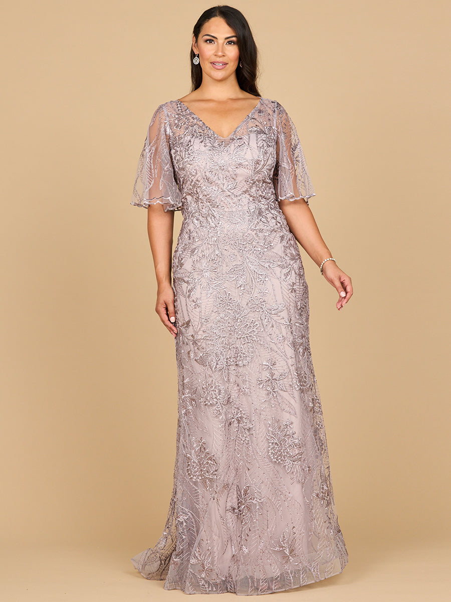 Lara 28880 V-Neck Half-Sleeve Overskirt Evening Dress | FOSTANI Lara 28880 V-Neck Half-Sleeve Overskirt Evening Dress | FOSTANI