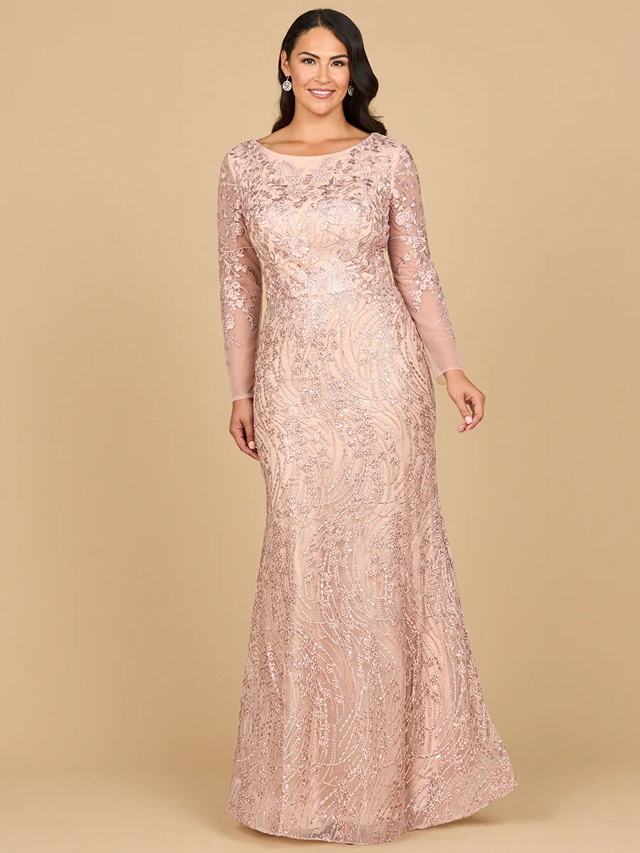 LARA 28883 Modest Long Sleeves Sheath Evening Dress