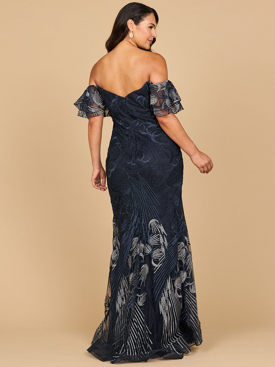 lara maxi dress Lara 28884 Sweetheart Off Shoulder Embroidered Evening Dress Green Ombre / 20