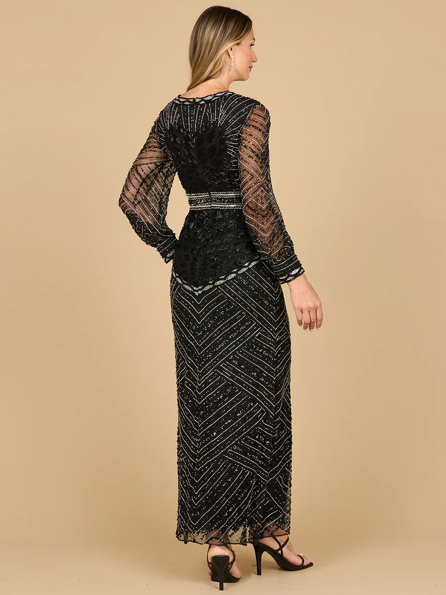 lara design dress Lara 29240 Long Sleeve High Neck Gown 16 / Antique Rose