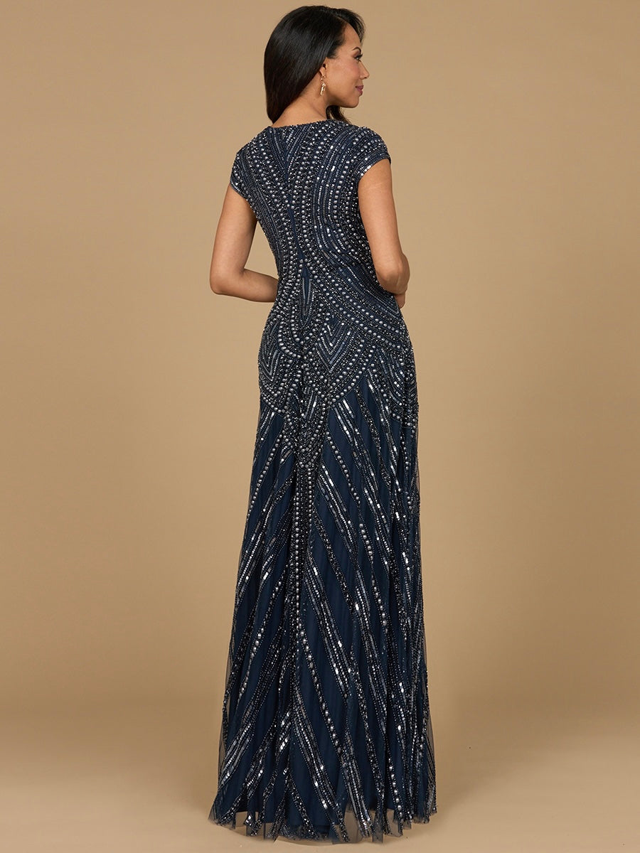 green emerald velvet dress Lara Dresses 29188 - Long Sleeve Embellished Evening Gown 18 / Teal