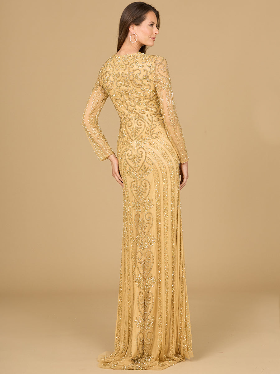 green emerald velvet dress Lara Dresses 28875 Glitter Long Sleeve Formal Beaded Mother of The Bride Dress main image 1