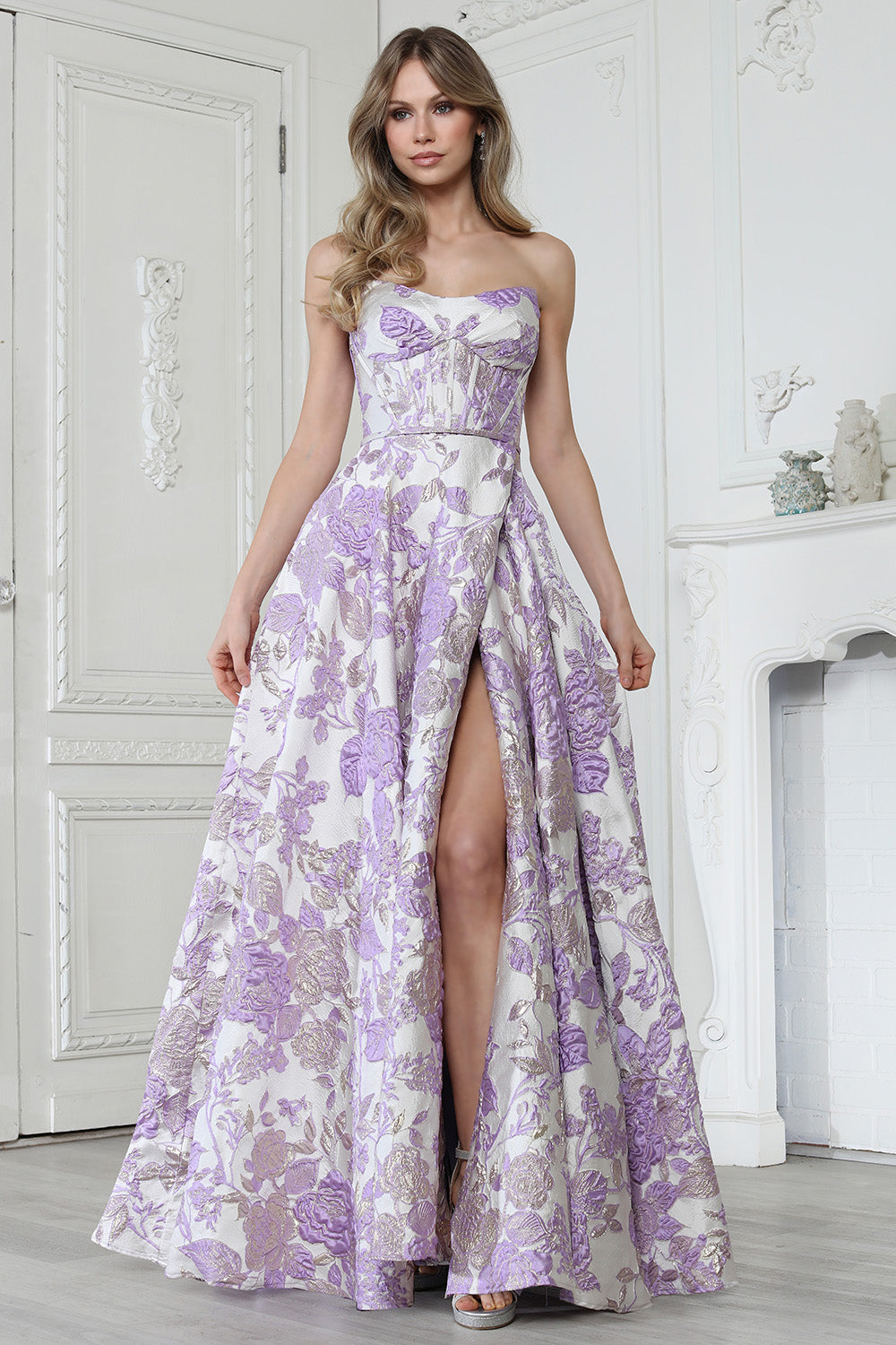 Adora 3397 Floral Corset High Slit Prom 2026 Dress