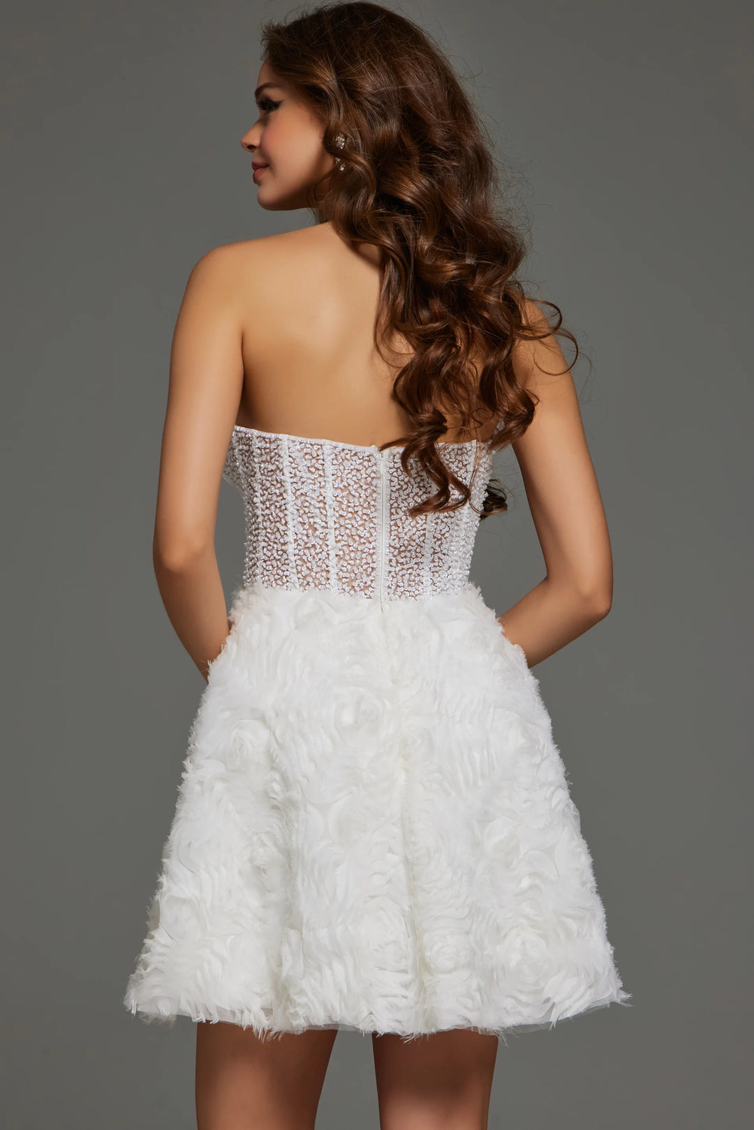 Jovani 36578 White Strapless Sweetheart Neck Short Dress - FOSTANI.com
