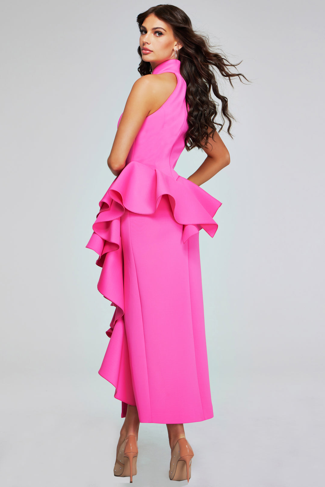 Jovani 37090 High Neck Ruffle Gown