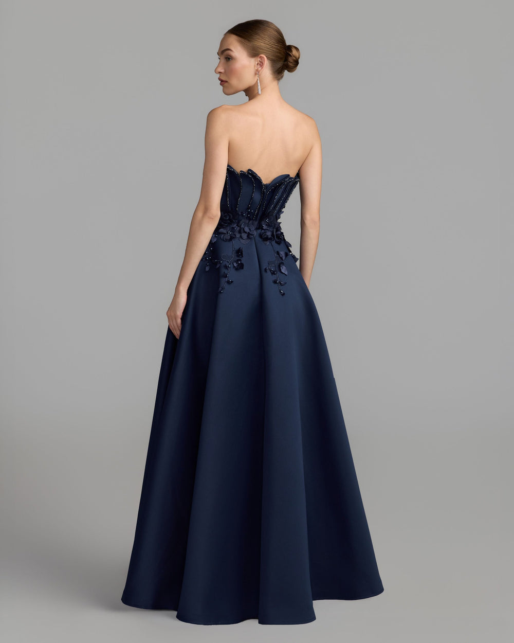 Mac Duggal 37134 Strapless Satin Floral Embellished Ball Gown