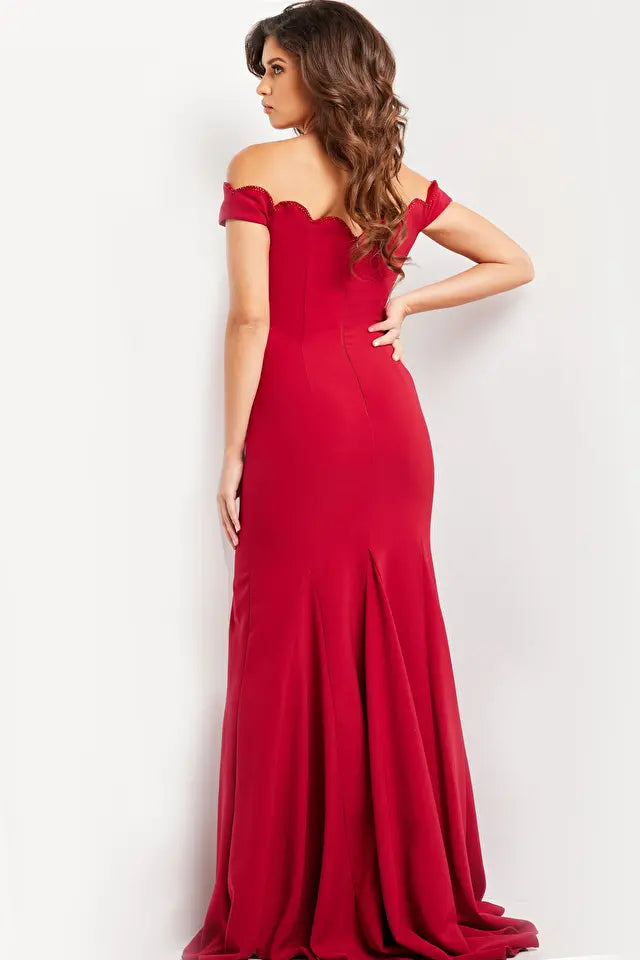 strapless open back dress A Line V Neck Red/Burgundy Prom Dresses, Red/Burgundy Formal Evening D –  morievent main image 1