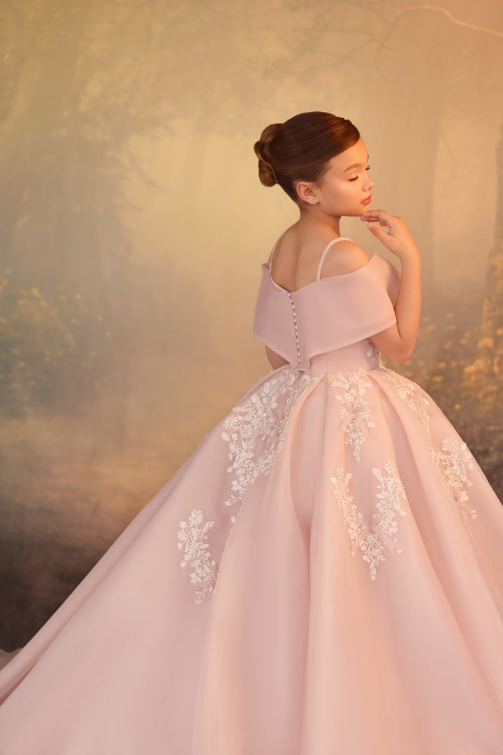 Pentelei 3918 Off-Shoulder Bow Sweetheart Kids Ball Gown