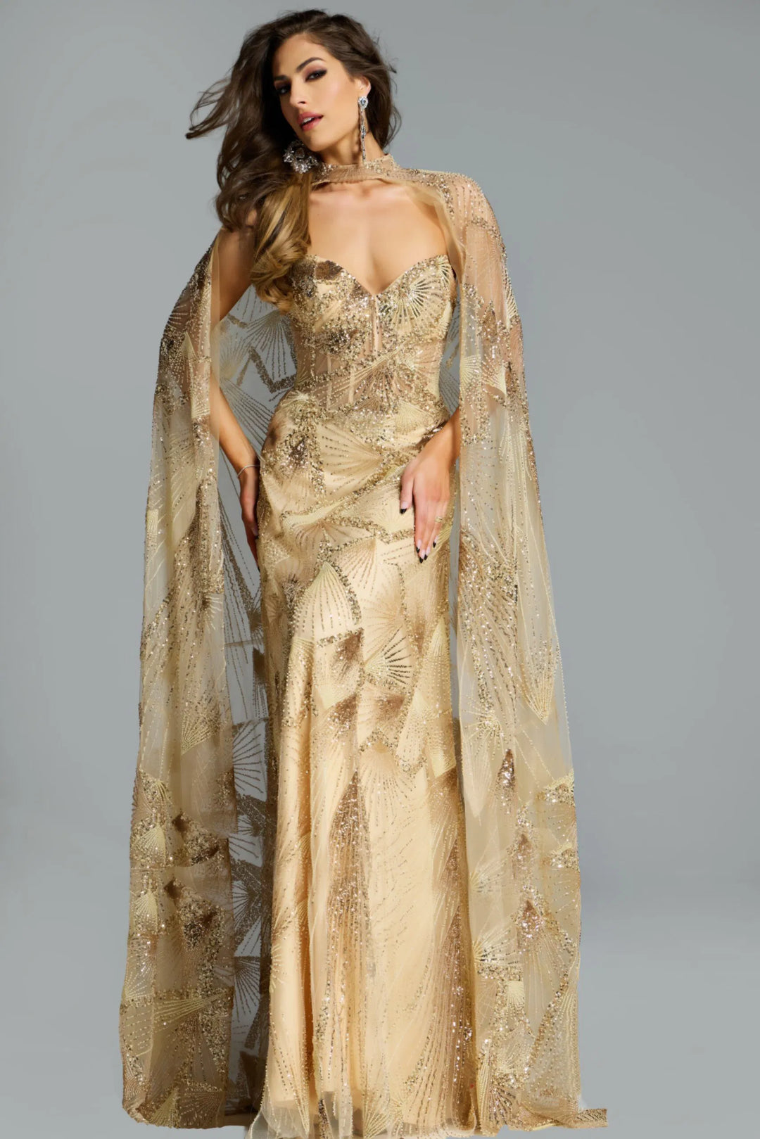 gold jovani dress Jovani 46844 Long Prom Dress White/Gold/Silver / 2