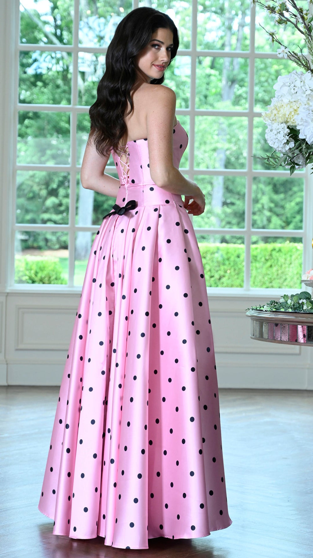 Colors Dress 4035 polka dot drop-waist prom gown alternate view