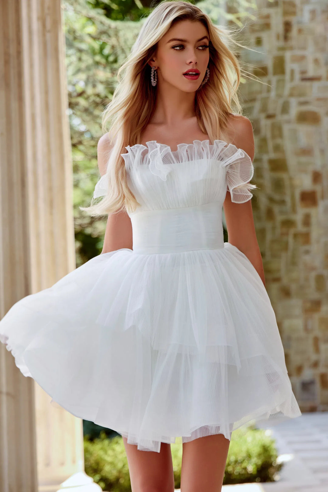 jovani white cocktail dress Jovani 23397 White Off the Shoulder Sheath Dress