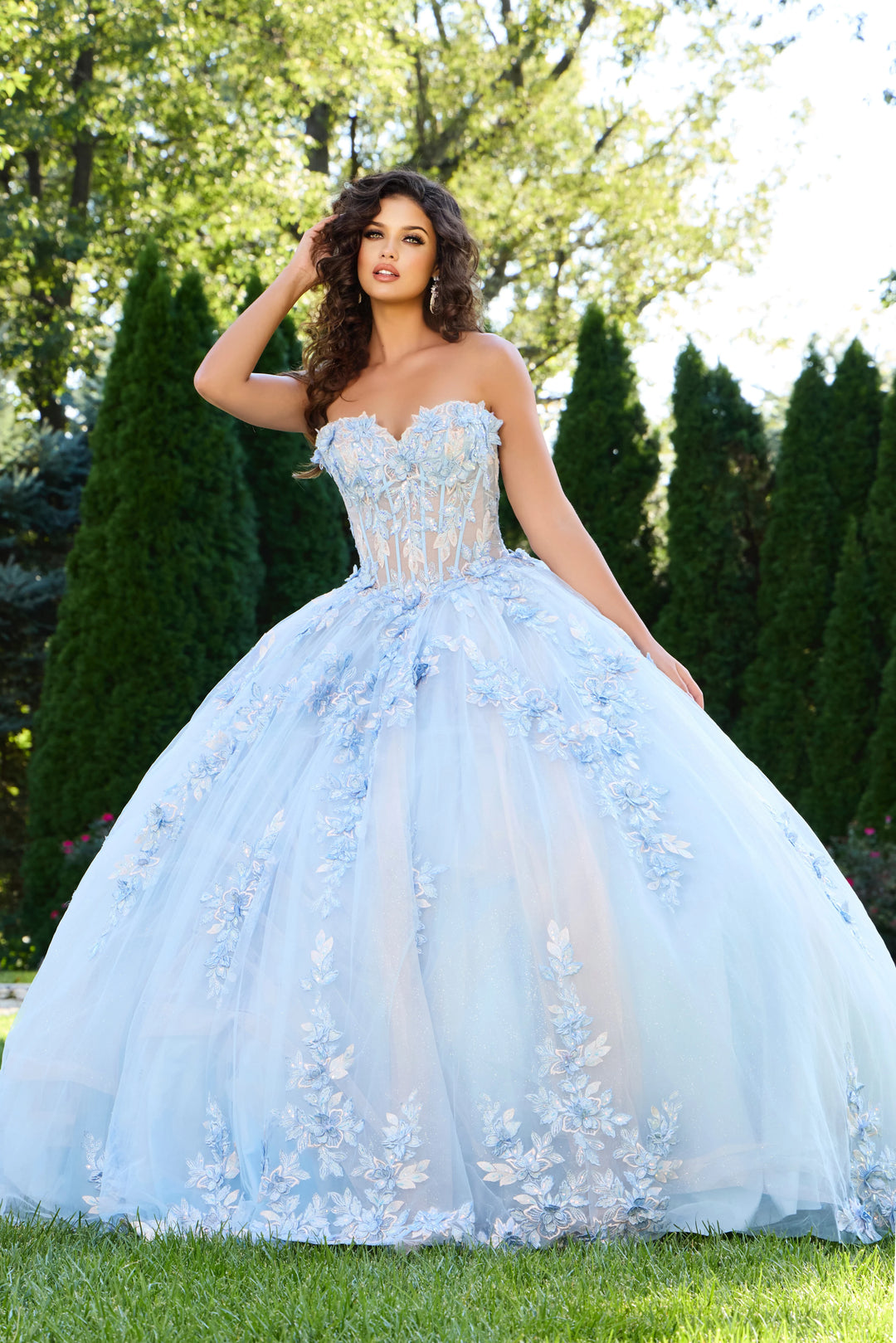 Jovani Q43433 Princess Quinceañera Gown With Floral Embroidery
