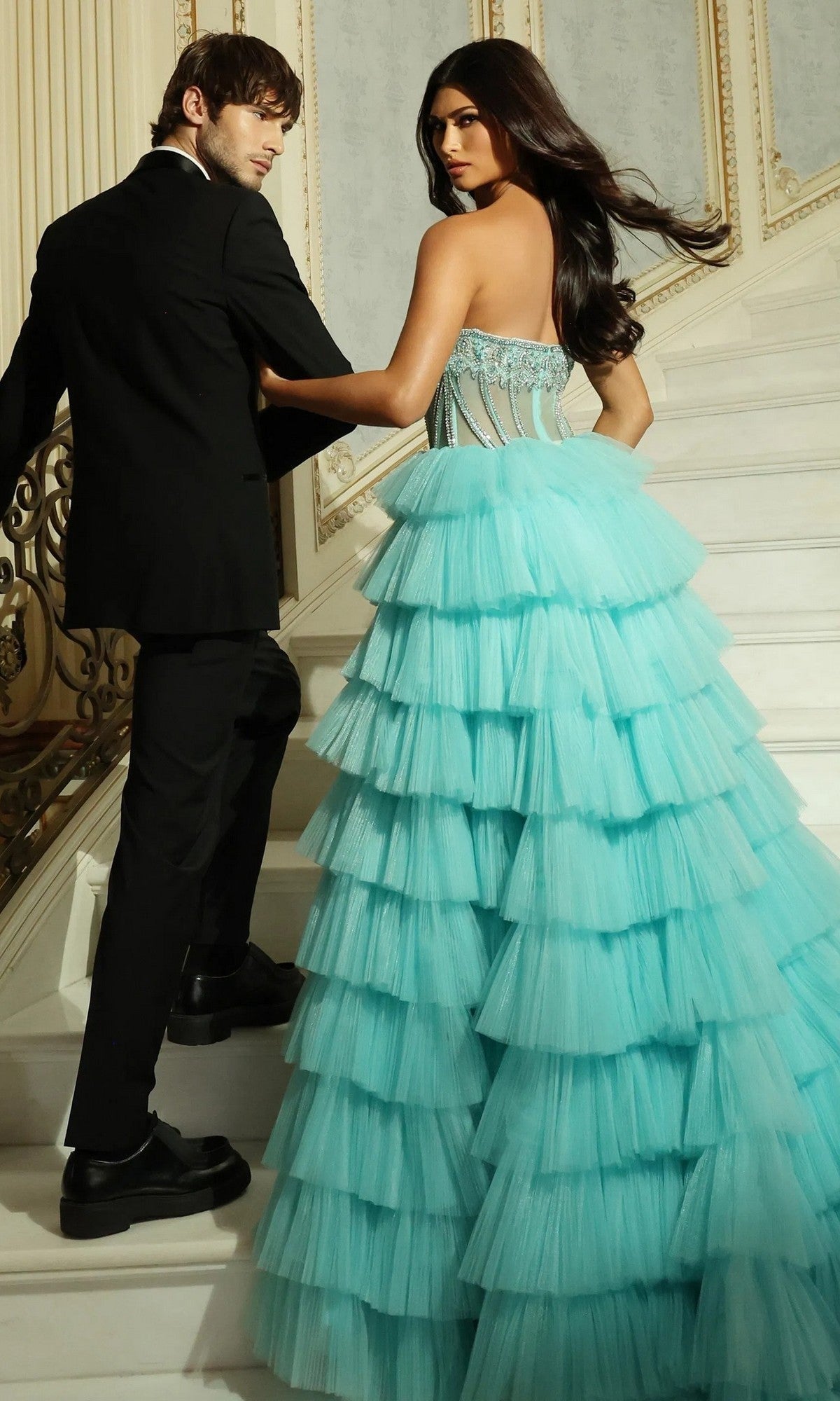 embellished corset prom dress Sherri Hill Pearl Embellished Corset Prom Dress 58093