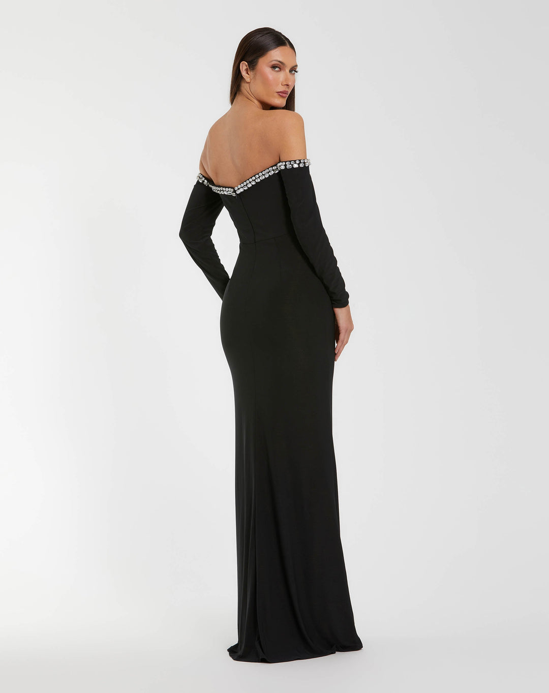 Mac Duggal 44159 Black Long Sleeve Off the Shoulder Mermaid Gown
