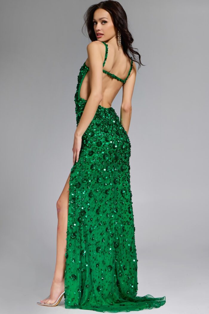 green emerald velvet dress Jovani Prom Dress 42508 Dark Green / 12