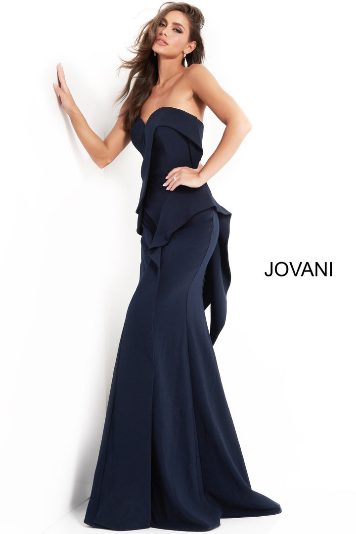Jovani 4466 Navy Strapless Sweetheart Neckline Evening Dress - FOSTANI.com