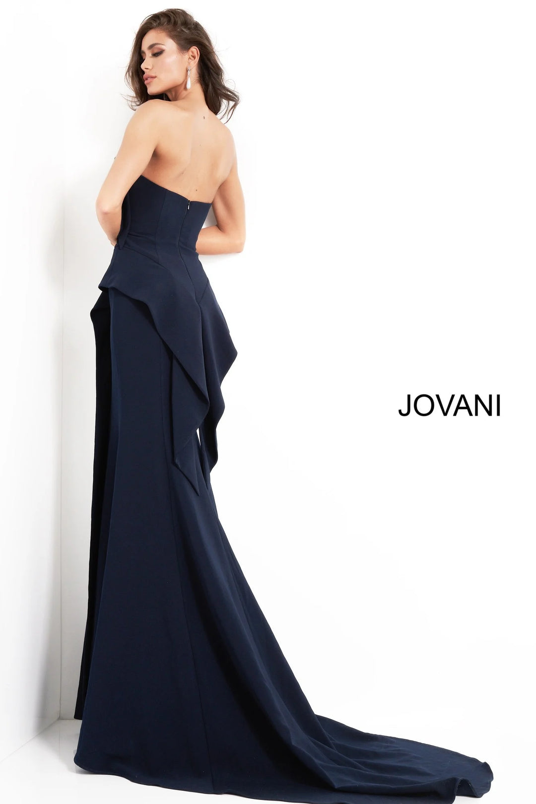 Jovani 4466 Navy Strapless Sweetheart Neckline Evening Dress - FOSTANI.com