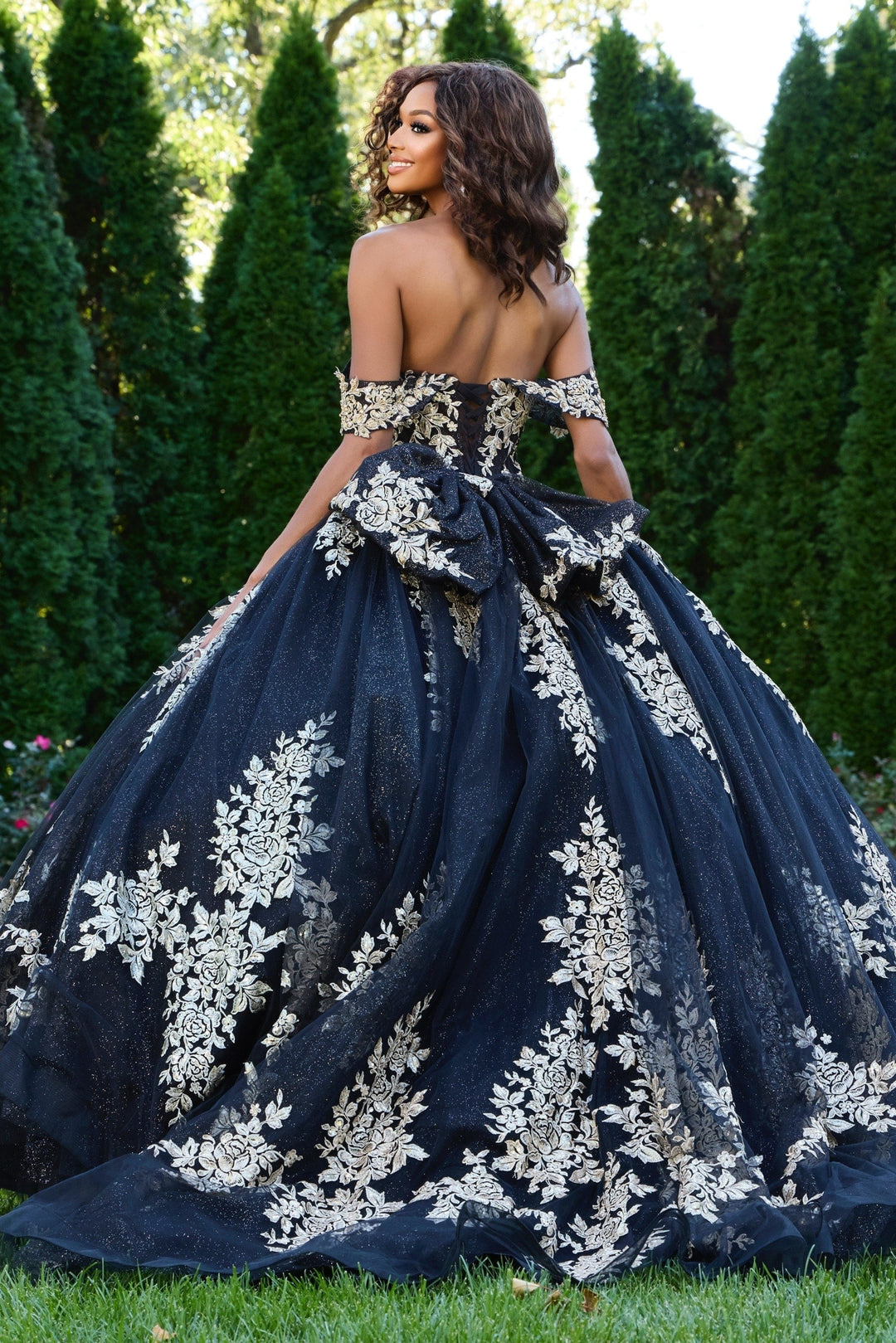 Jovani Q44900 Off-the-Shoulder Cap Sleeve Corset Quinceañera Dress