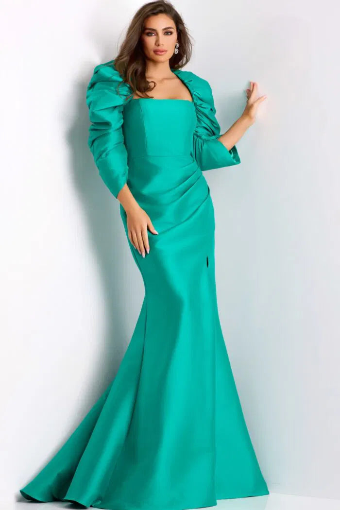 jovani emerald green dress 45214 IVORY / 10 Snyder Long Sleeve Sheer swatches-bombshell-mini-dress-tall Velvet Colors:Champagne Beige 729 Line Long Prom Dress