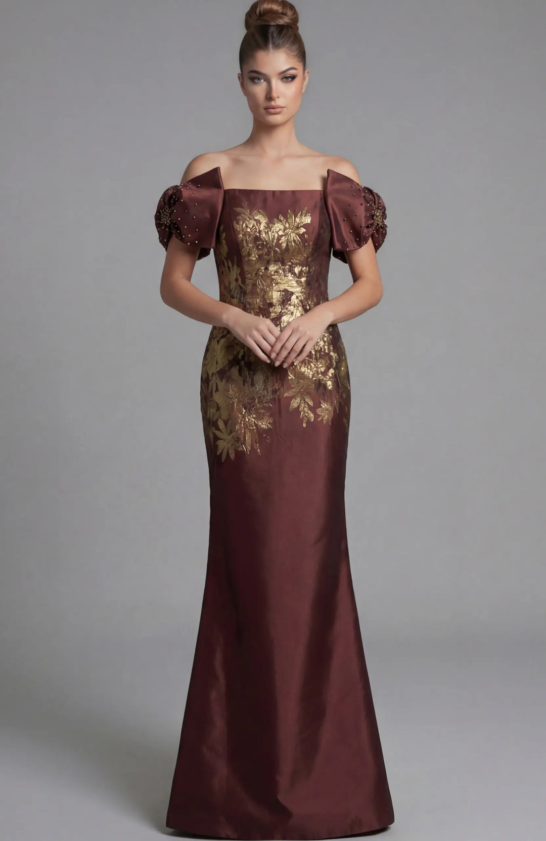 Jovani 45579 off-the-shoulder column gown view 5