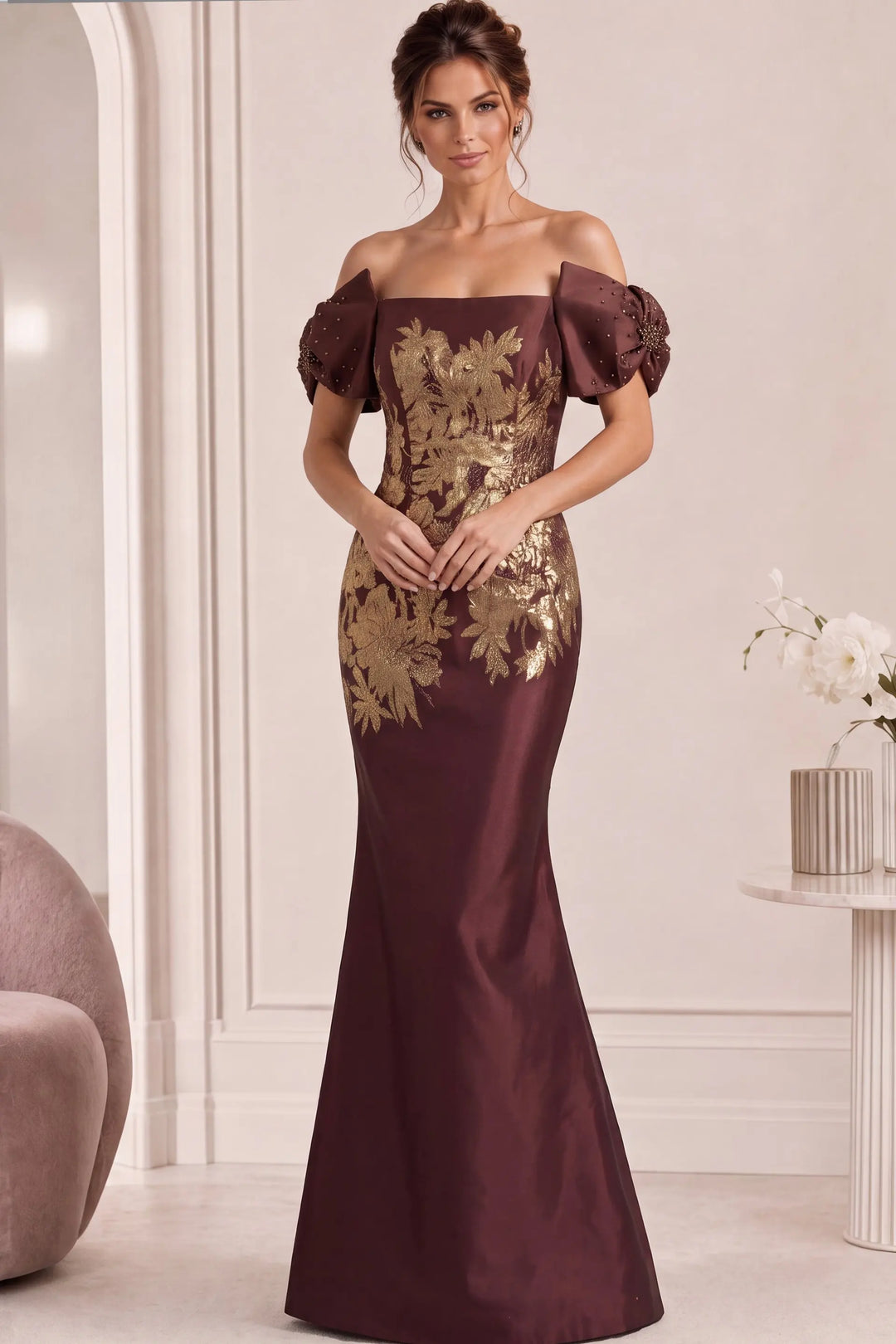 Jovani 45579 off-the-shoulder column gown view 9