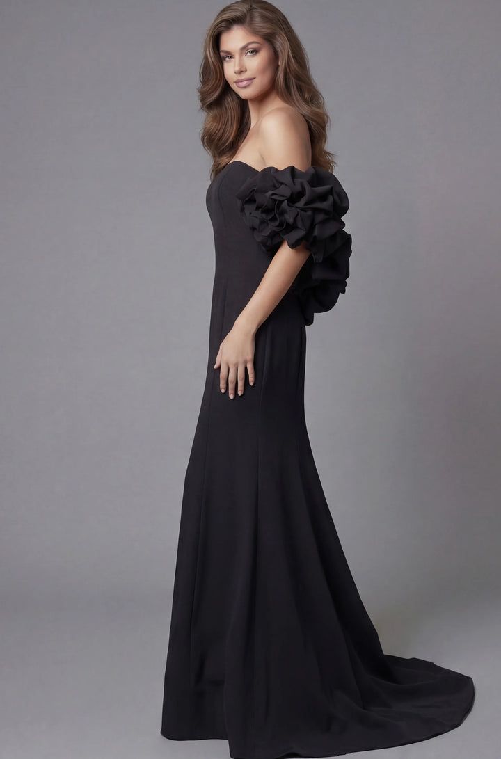 Jovani 45653 Off Shoulder Mermaid Black Gown