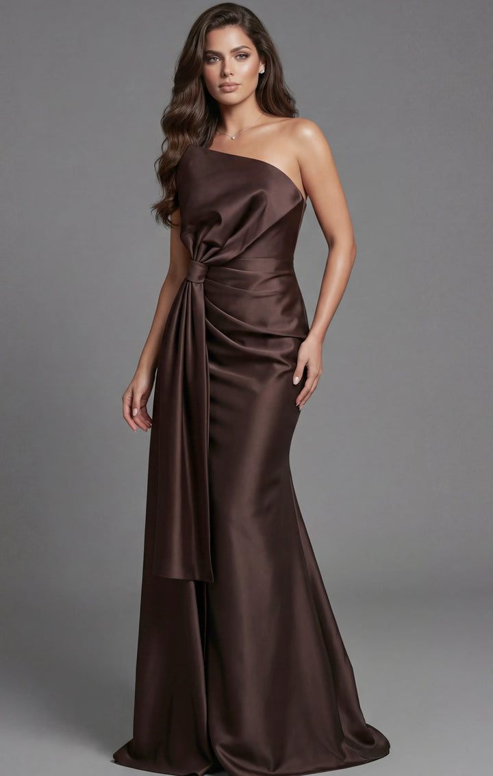Jovani 45945 One Shoulder Draped Satin Gown - FOSTANI.com