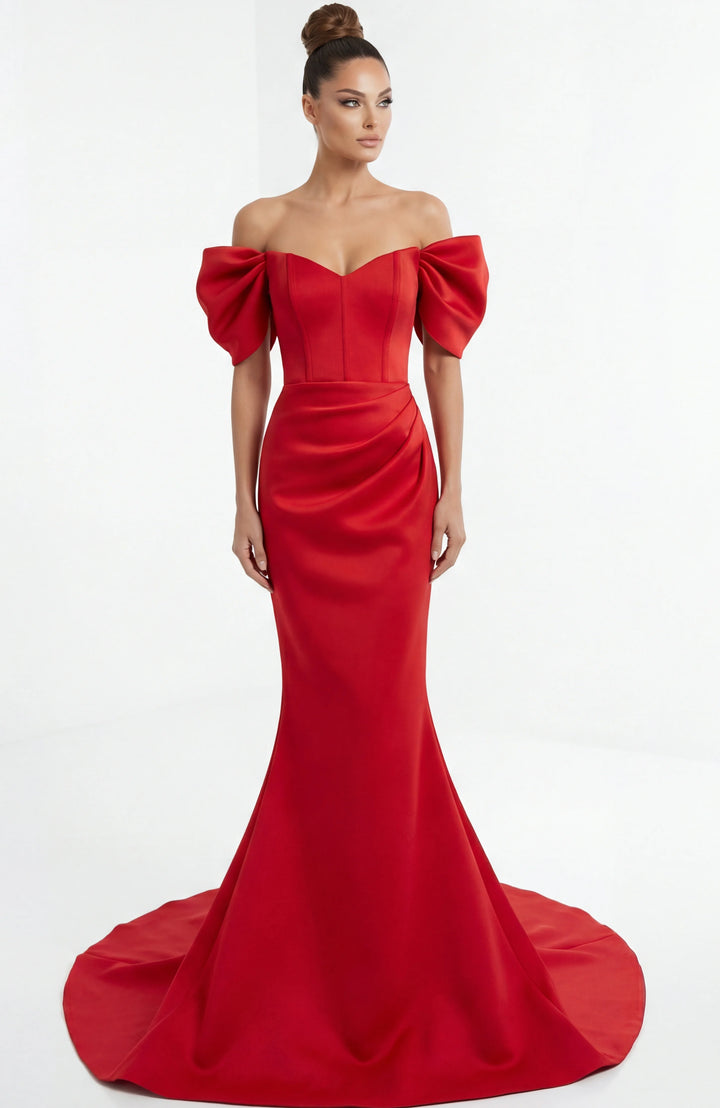 jovani red mermaid dress Red Mermaid Off the Shoulder Dress 37225